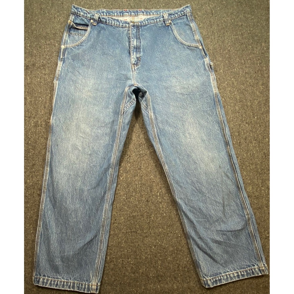 Craftsman Y2K Men 42x32 Baggy Carpenter Jeans Blue‎ Denim Utility Workwear Pants